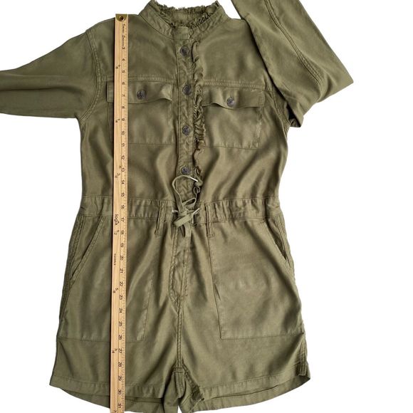 Hudson Jeans Utility Jumpsuit S Olive Green Long Sleeve Lyocell Linen Drawstring - Picture 6 of 10